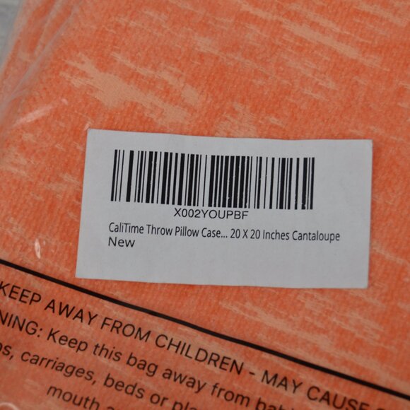 NEW CaliTime Set of 2 Throw Pillow Covers Cases Cantaloupe 20" X 20" - Picture 4 of 9